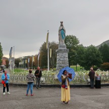 Statue of holy Bernadette (1844 to 1879) who had been canonized in the year 1933 due to Marian apparition - Lourdes became one of most important pilgrimage destination on earth
